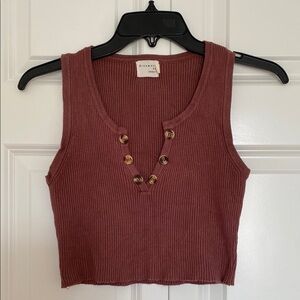 Red Ribbed Crop Tank Top